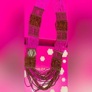 Pink and Wood Necklace or Midriff accessory